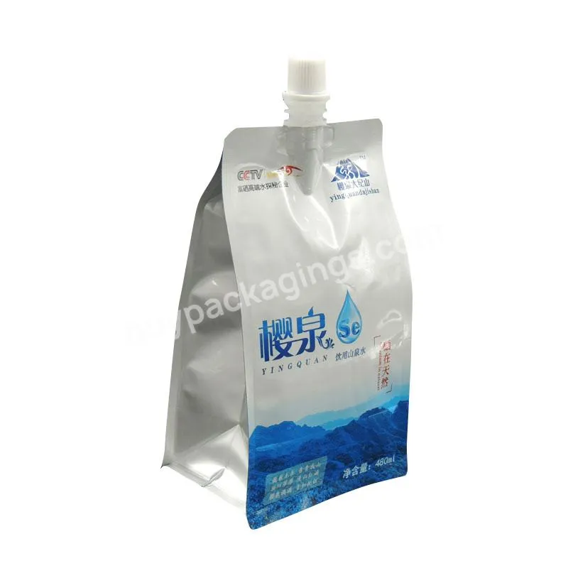 Plastic Bag Packaging Aluminum Foil Spout Pouch Straw Flat Bottom Bag Stand Up Pouch Recycling Spout Liquid Bag