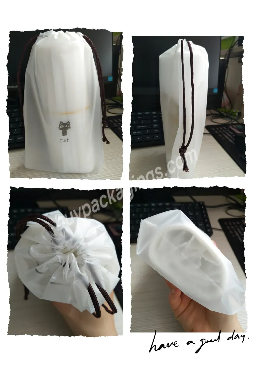 Plastic Bag With Drawstring For Dustproof Clothing And Shoes And Socks