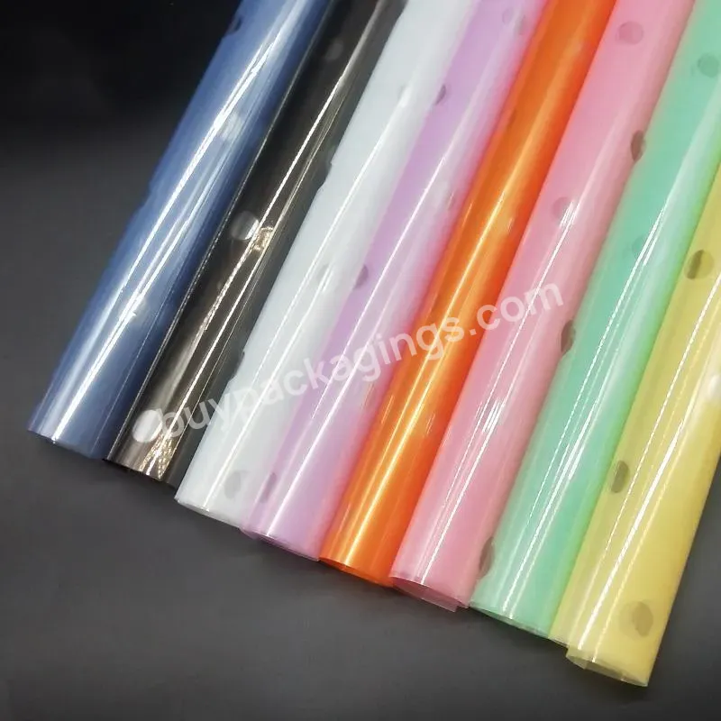 Plastic Cellophane Paper Surface Shining Waterproof Glassine Flower Wrapping Paper With Transparent Dot Hole