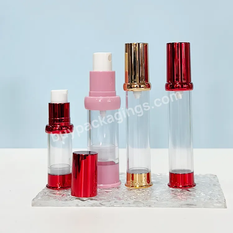 Plastic Cosmetic Airless Bottle 30ml And Gold Silver Lid