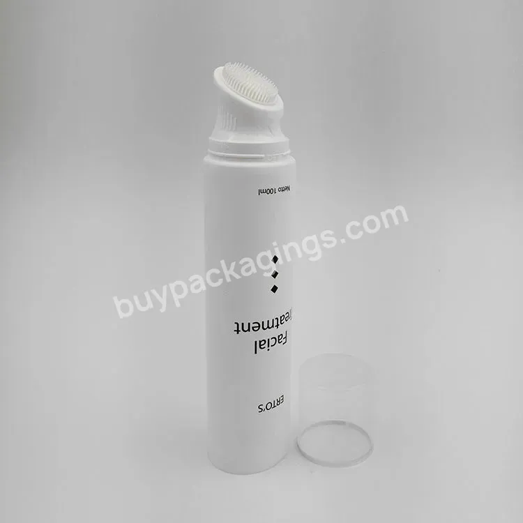 Plastic Cosmetic Tube With Silicone Brush Applicator For Facial Cleanser