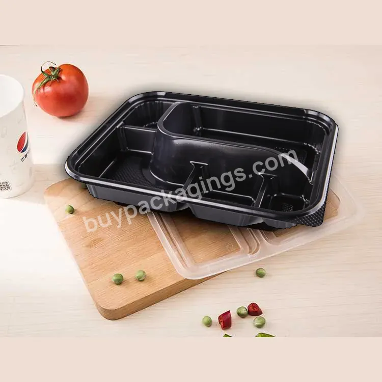 Plastic Disposable Meal Cheap Lunch Box Rectangle Food Container With 5 Compartment