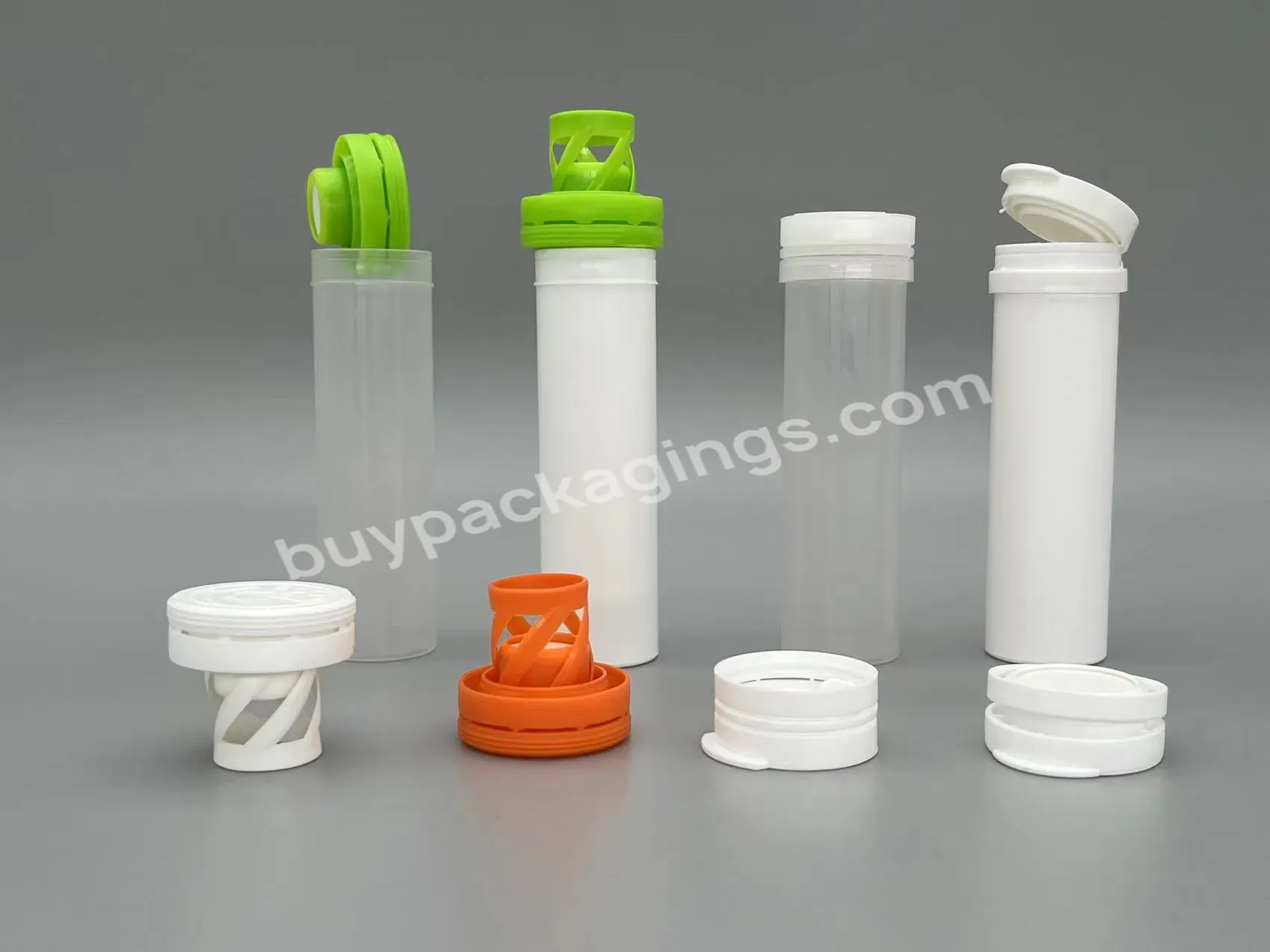 Plastic Effervescent Bottle For Effervescent Tablets With Spiral Caps Plastic Storage Tubes