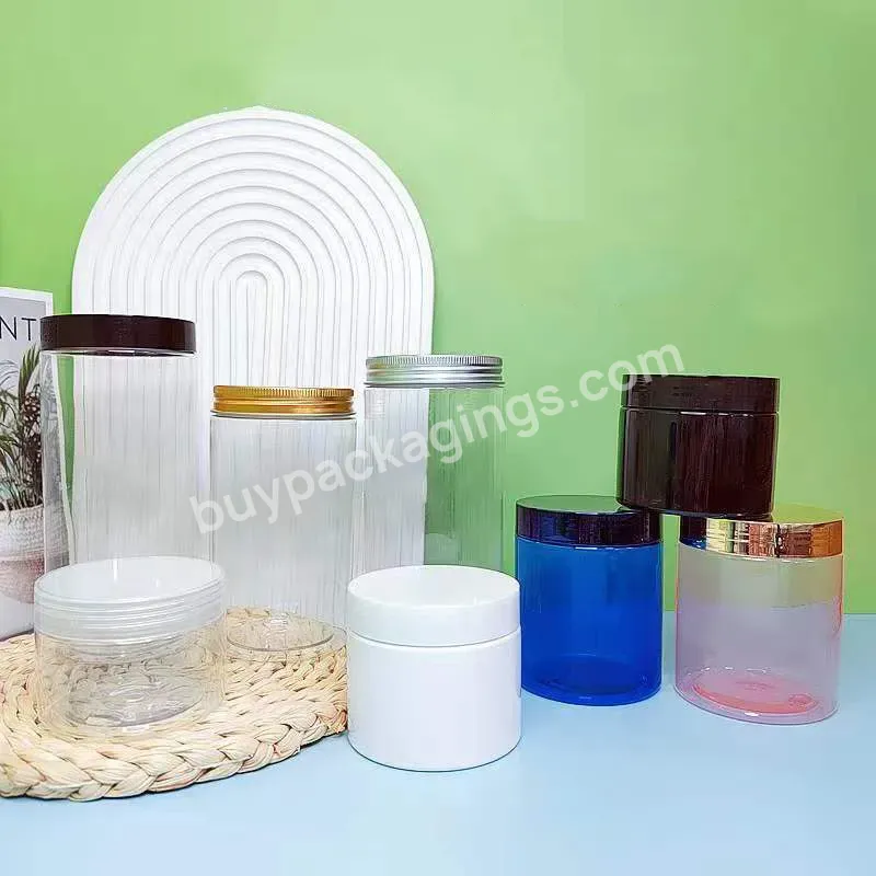 Plastic Jars With Lids Empty Slime Cosmetics Containers Clear Food Jars Round Pet Cream Jars With Black Lids For Body Butter