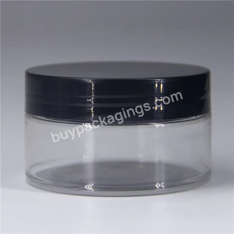 Plastic Jars With Lids Empty Slime Cosmetics Containers Clear Food Jars Round Pet Cream Jars With Black Lids For Body Butter