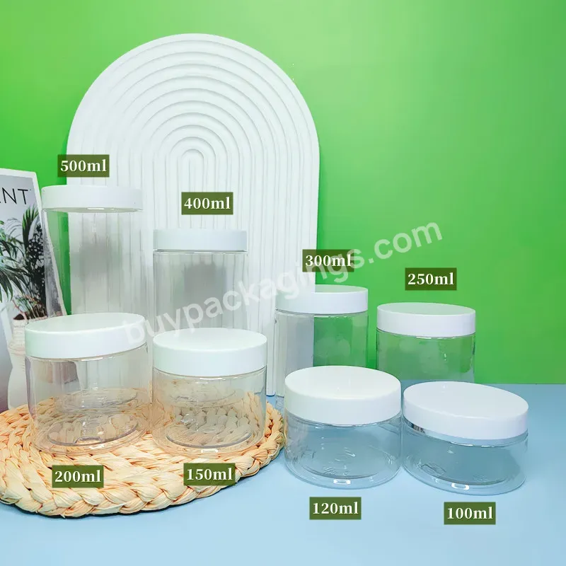 Plastic Jars With Lids Empty Slime Cosmetics Containers Clear Food Jars Round Pet Cream Jars With Black Lids For Body Butter