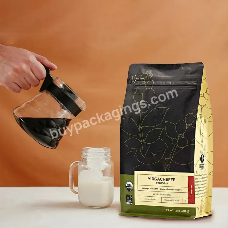 Plastic Kraft Paper Frosted Square Bottom Zipper Coffee Bags