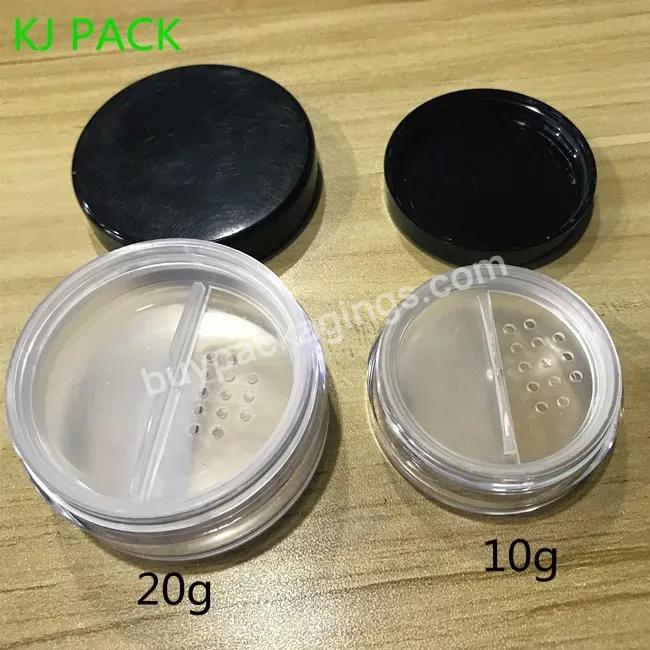 Plastic Loose Powder Jar Cosmetic Jar 10g 20g With Normal Sifter Clear Can For Loose Powder Empty Makeup Jars