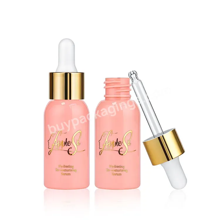 Plastic Manufacturer 30ml High Quality Skincare Cosmetic Packaging Serum Oil Containers Pink Dropper Bottle