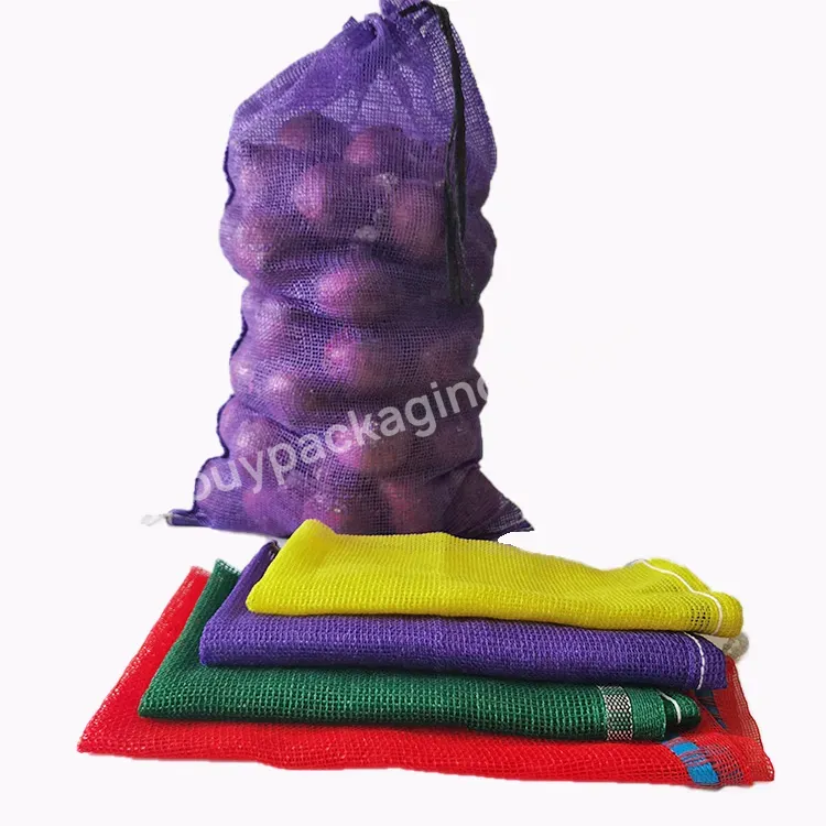 Plastic Packaging 50kg 50lb Red Orange Green Empty Pp Tubular Woven Ventilated Logo Leno Net Sack Onion Mesh Bag For Potato