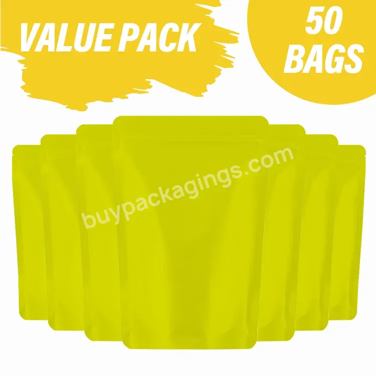 Plastic Packaging Zipper Ziplock Stand Up Pouch Smell Proof Printed Custom Bag 3.5 With My Logo Plain Mylar Bags Blank Mylar Bag