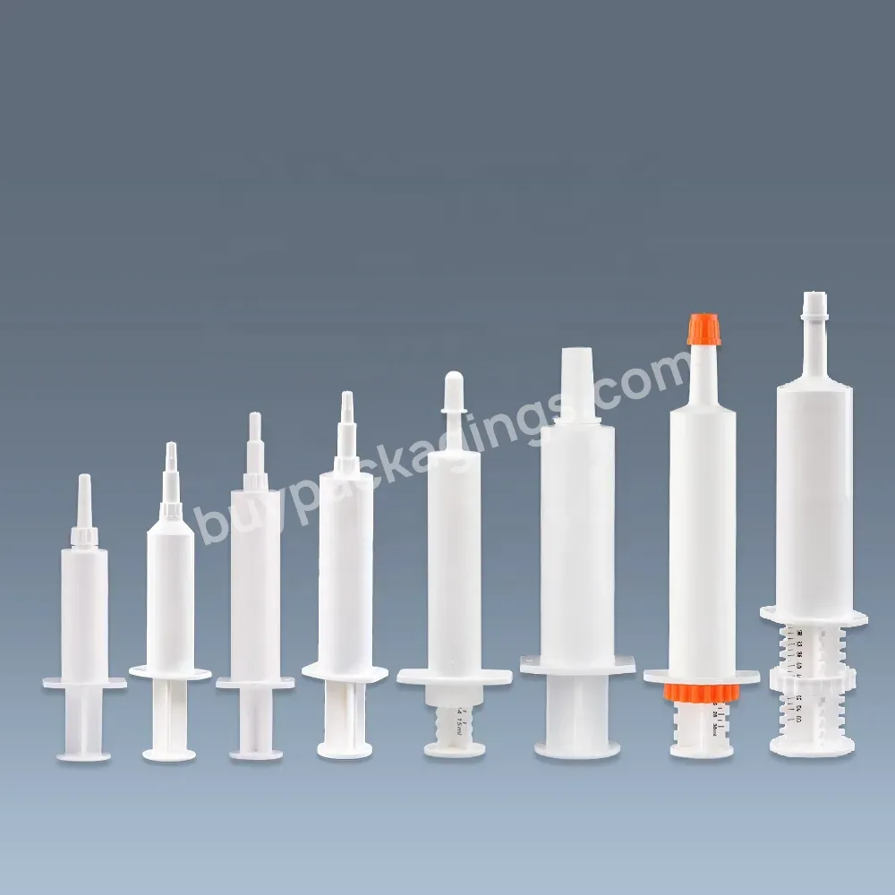 Plastic Paste Gel Packaging Dispensing Syringes 5ml/8ml/10ml/13ml/15ml/20ml/30ml/60ml Disposable Animal Syringes For Veterinary