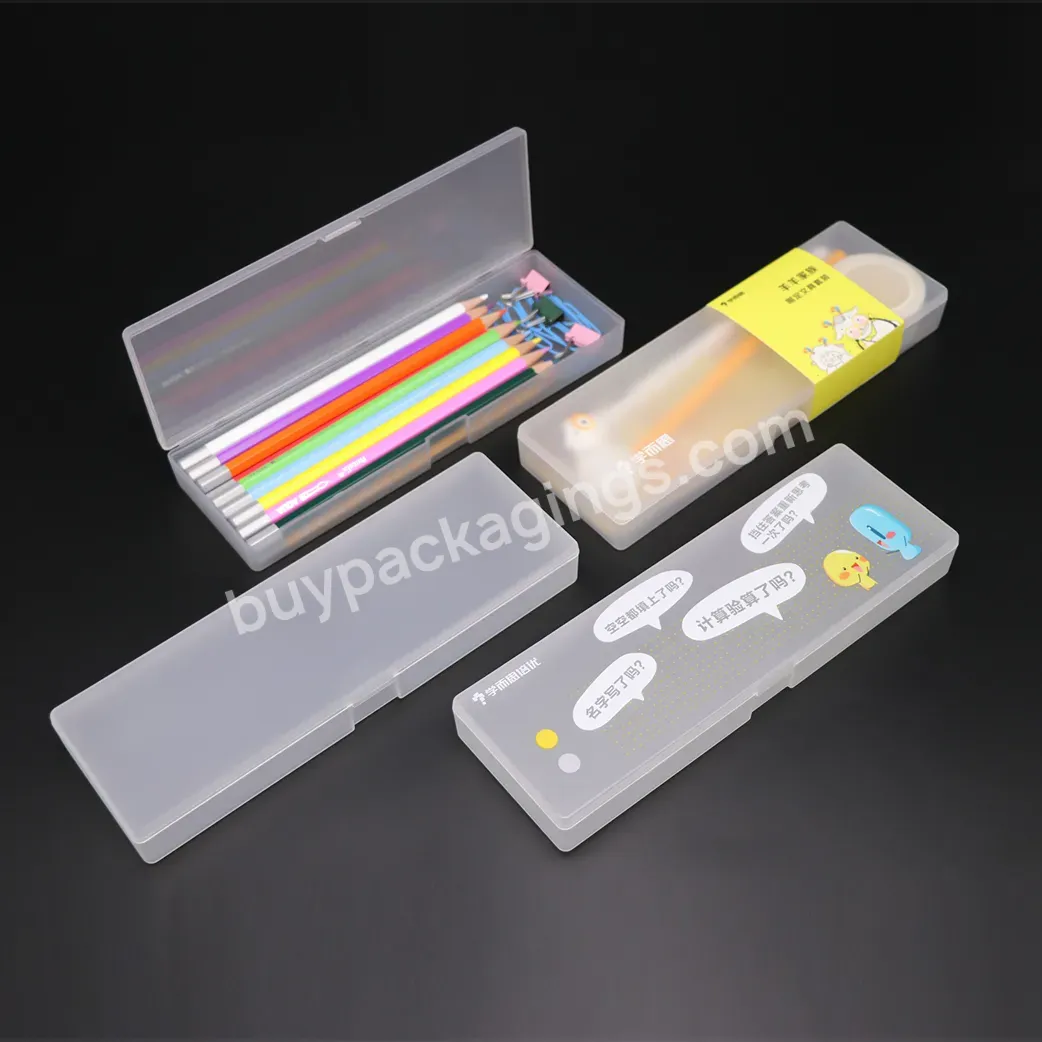 Plastic Pencil Case Pp Plastic Stationery Case With Hinged Lid Ruler Pencils Pens Box Office Supplies Stationery Pencil Box