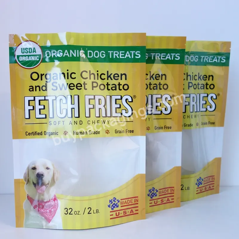 Plastic Pet Dog Food Packaging Bag With Resealable Zipper Oem Dog Feed Bag Custom Pet Treat Stand Up Pouch