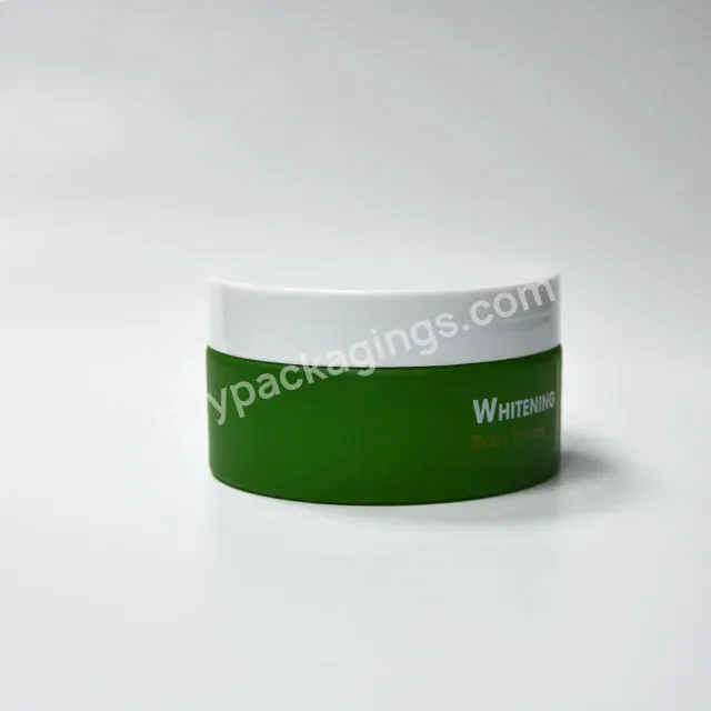 Plastic Pet Wide Mouth Jar White Lid 200ml Green Cosmetic Packaging Round Body Lotion Cream Jar