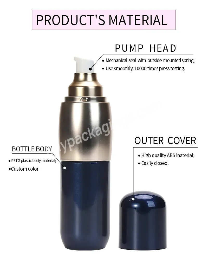 Plastic Petg Bottle High-end Luxury Cosmetic Lotion Bottle Set Blue Skincare Packaging Plastic Bottle Set