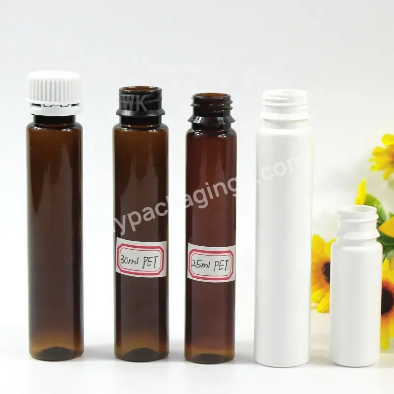 Plastic Pharmaceutical Tubular Oral Liquid Bottle With Tamper Proof Cap Pet Amber Liquid Tubular Vial Bottle For Oral Liquid