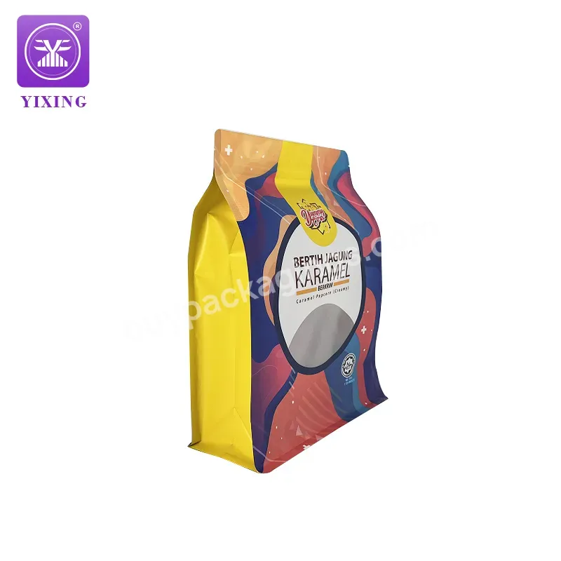 Plastic Popcorn Bag Custom Printed Food Packaging Aluminum Foil Flat Bottom Pouch Zipper Bag