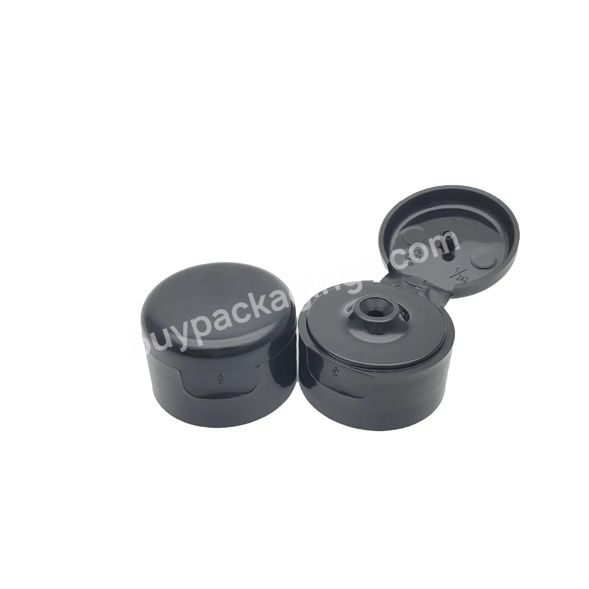 Plastic Pp Black 24mm 24/400 Smooth Flip Top Cap Lid For Bottles