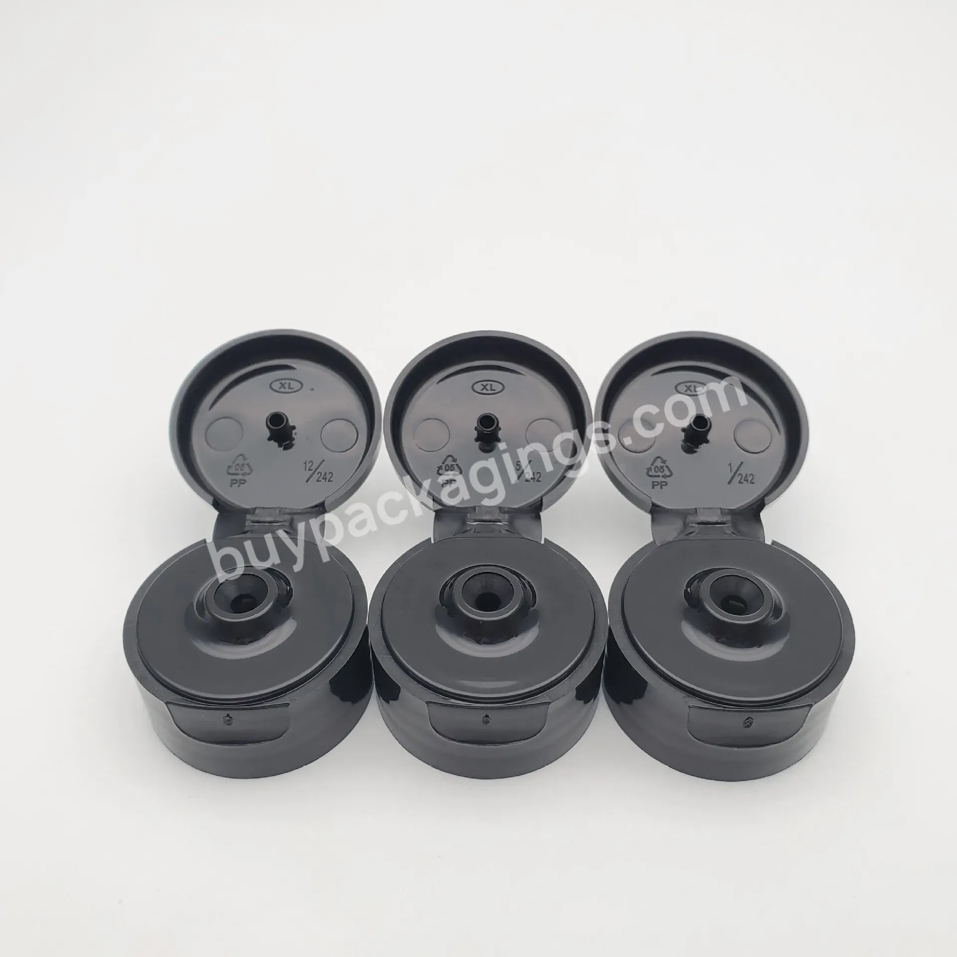 Plastic Pp Black 24mm 24/400 Smooth Flip Top Cap Lid For Bottles