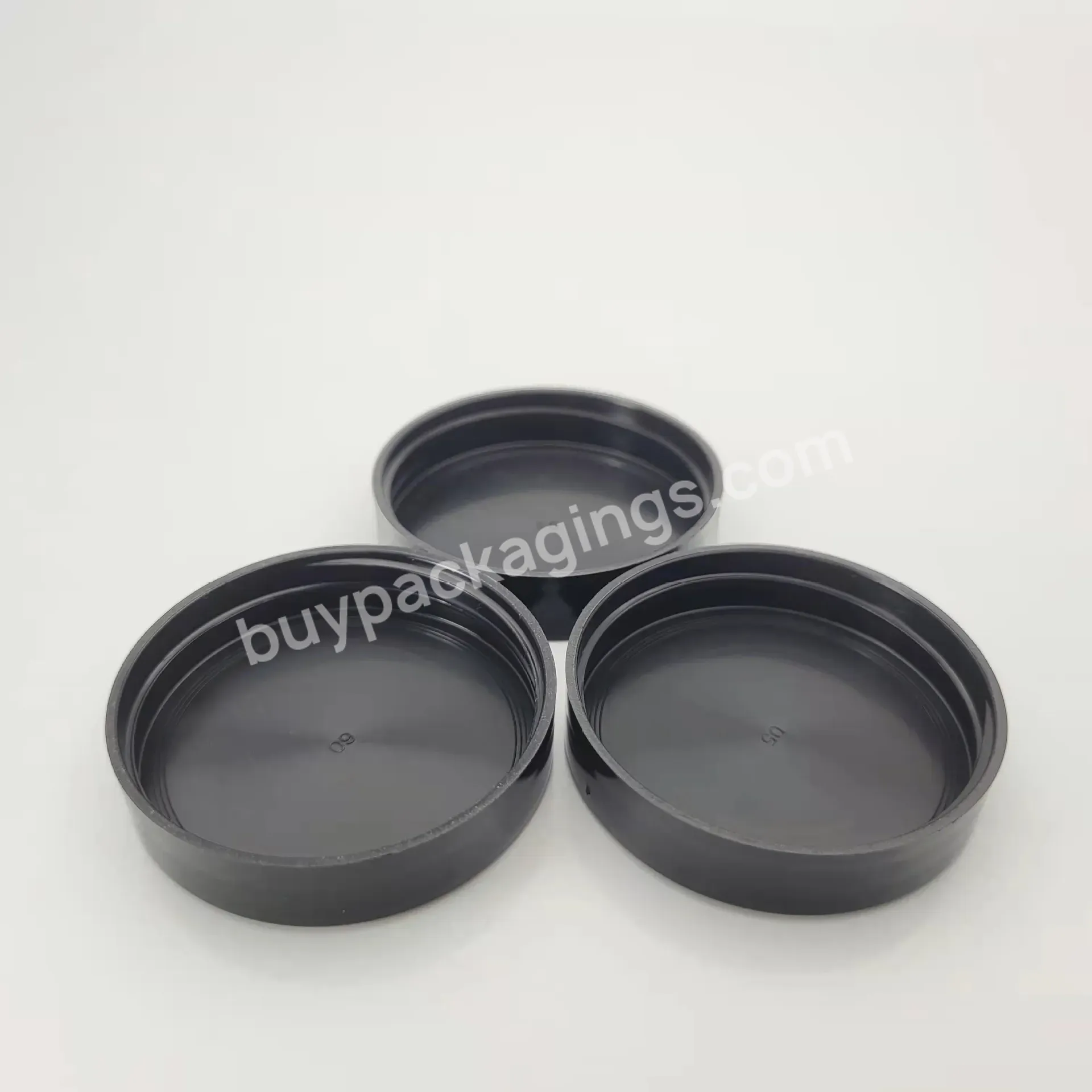 Plastic Pp Black Smooth 47mm 47/400 Screw Cap Lid For Cosmetic Glass Jars