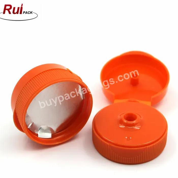 Plastic Pp Orange Flip Top Cap With Induction Foil 38mm