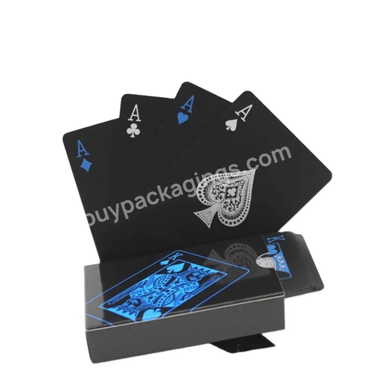 Plastic Pvc Poker Smooth Waterproof Black Playing Cards Gold Plated Creative Gift Durable Poker Board Games Custom