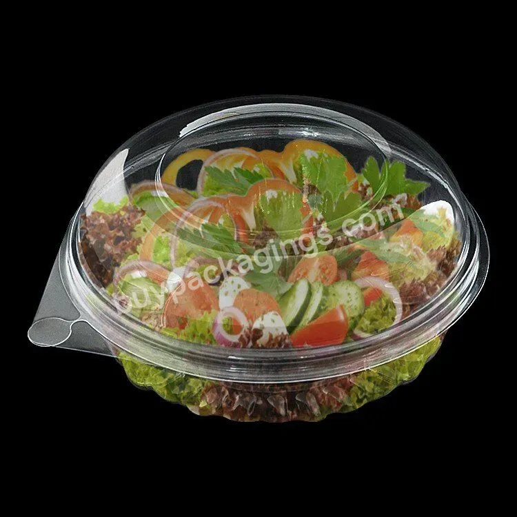 Plastic Salad Container Packing Box Lunch Box Salad Transparent Food Grade Pet Hinge Clamshell Fruit Salad Box With Lid