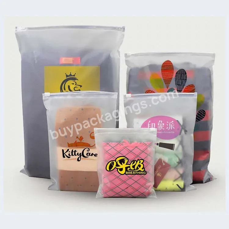 Plastic T Shirt Bags Clothes Frosted Biodegradable Zip Lock Self Sealing Packaging And Printing Custom Logo