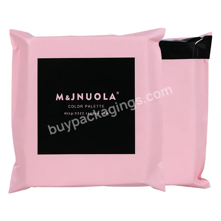 Plastic T Shirt Clothing Delivery Poly Bag Custom Printing Envelope Package Polymailer With Handle Shiny Side Pink Mailing Bag