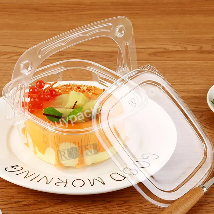 Plastic Transparent Cake Box,Plastic Cupcake Box And Packing Box With Handle,Portable Square Bread Pudding Container With Lid