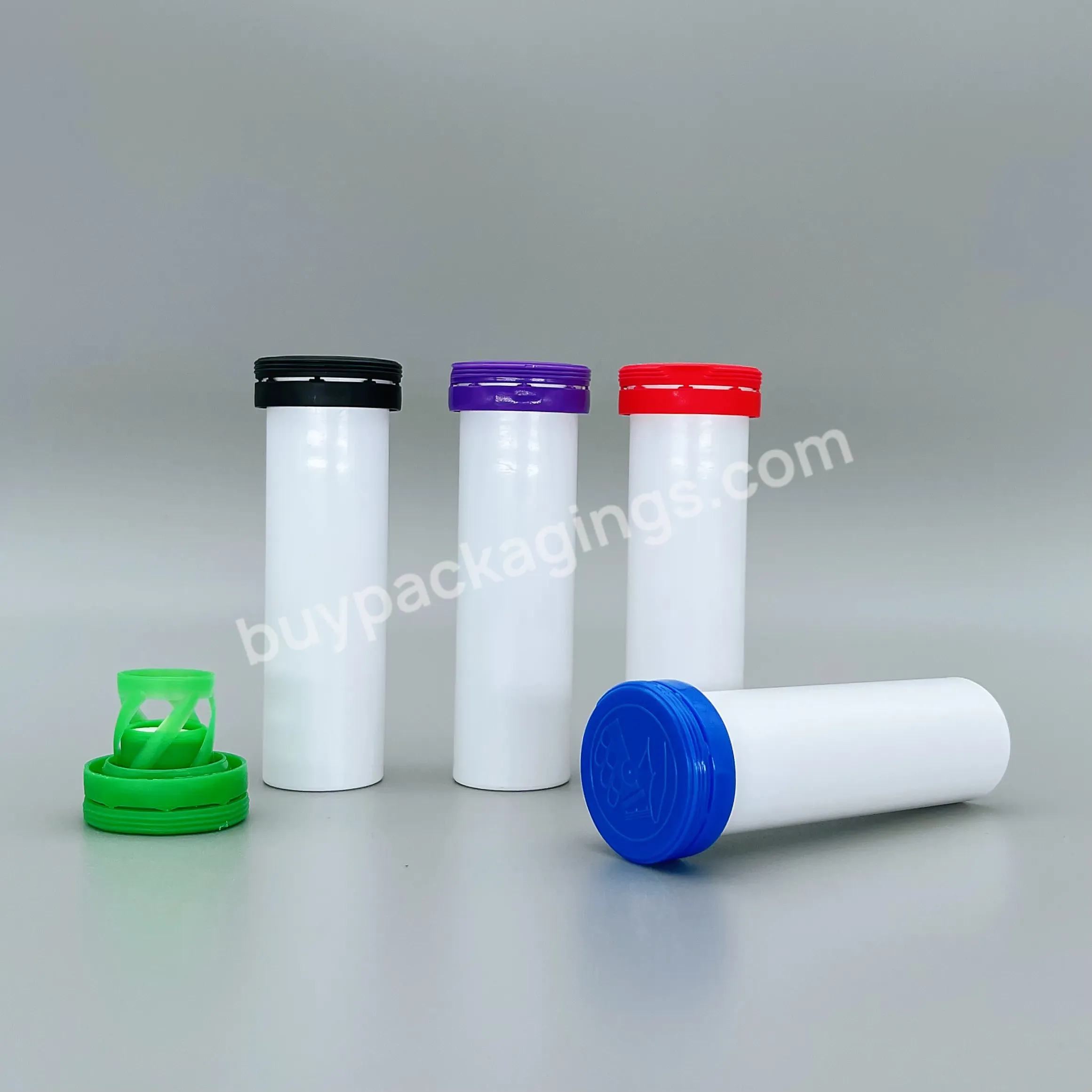 Plastic Tube With Spring Cap Quality Vitamin C Tablets Supplement Bottle Cylindrical Tube Desiccant