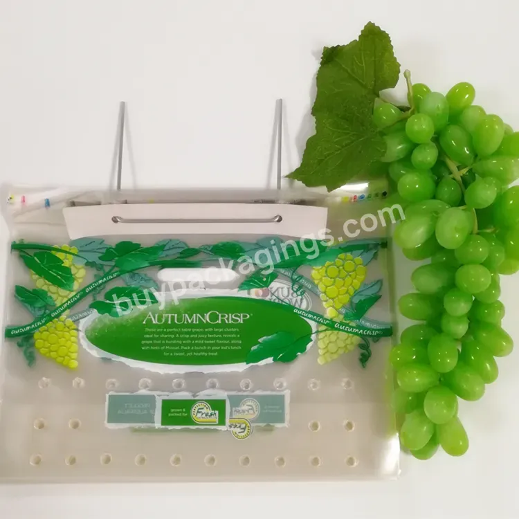 Plastic Wicket Bag Punch Hole Fruit Grape Packaging Bag Customized Print Cellophane Bags