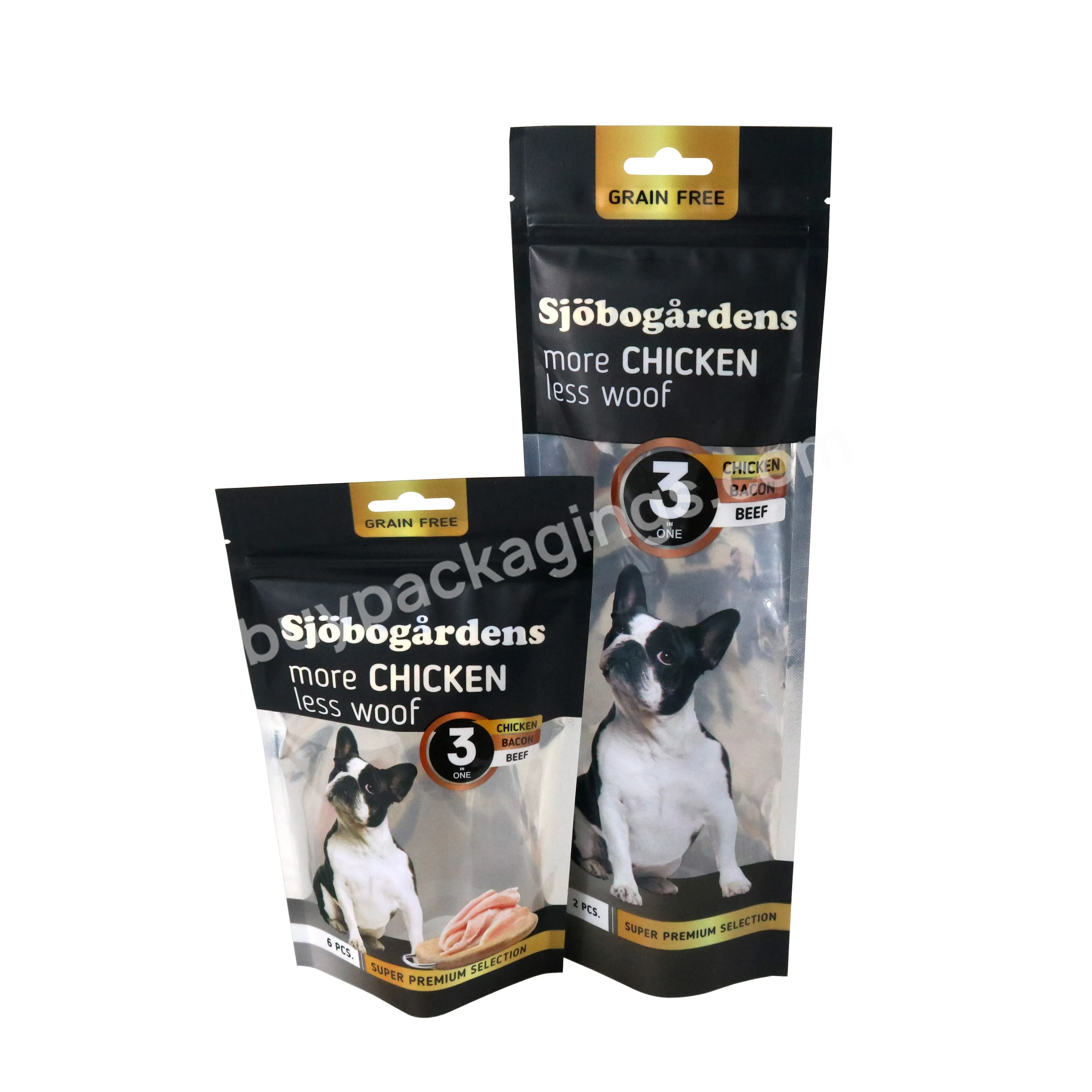 Plastic Zipper Pet Dog Food Packaging Bag With Resealable Zipper Stand Up Pouch Custom Digital Printing