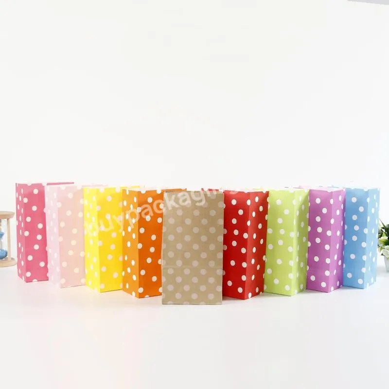 Polka dot colorful square bottom paper bag creative theme party candy bag dining table party food packaging bag