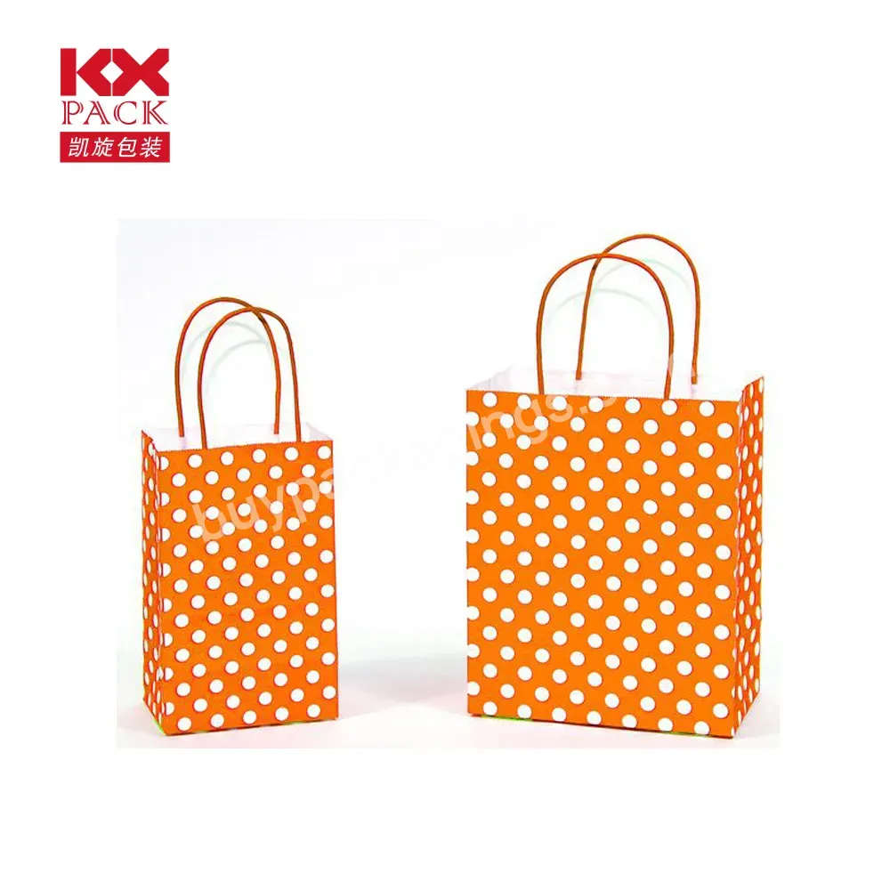 Polka Dots Kraft Bags Biodegradable Food Safe Paper Premium Quality Gift Kraft Bags For Birthday Wedding Party