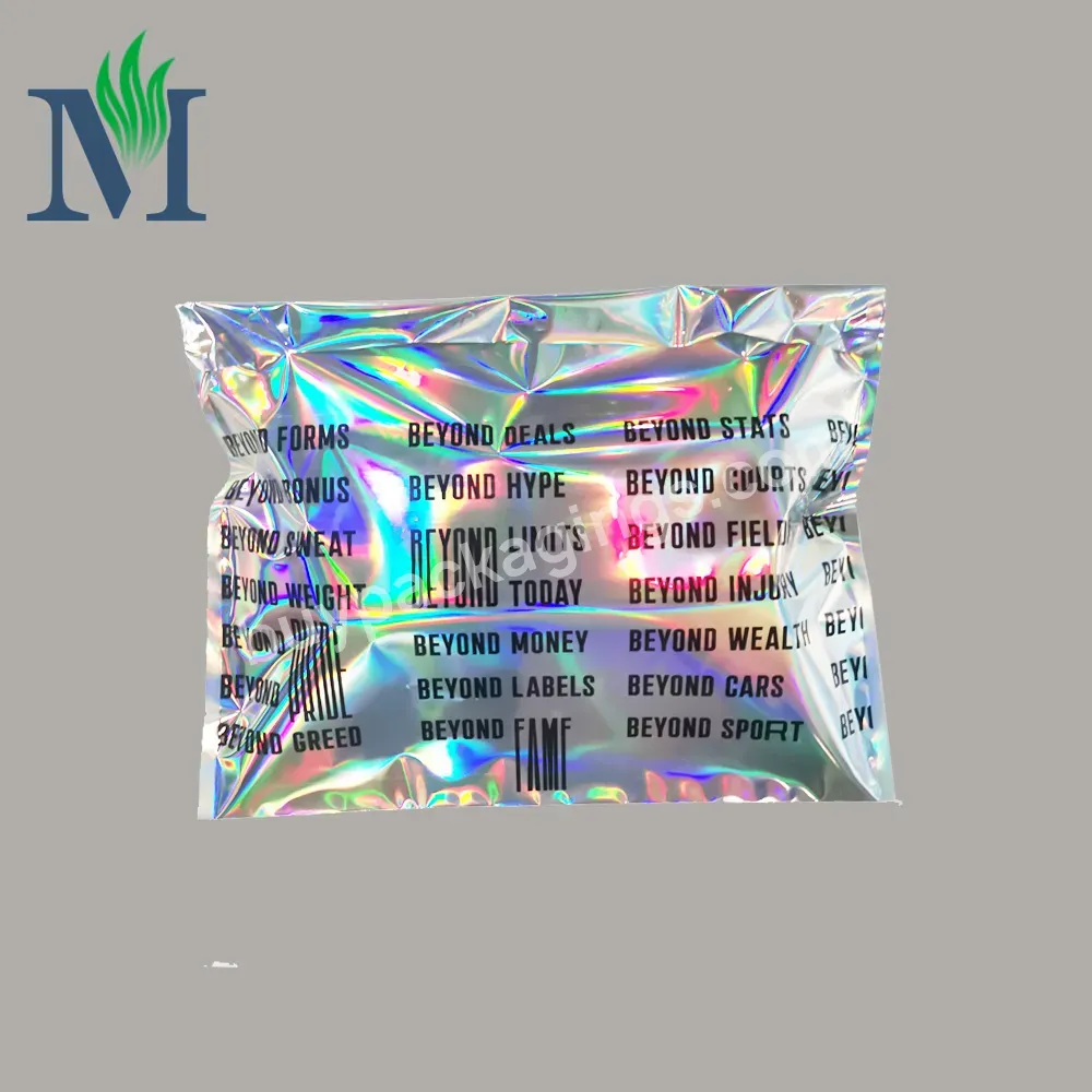 Poly Material Envelope Packaging Rainbow Holographic Custom Logo Printing Poly Bags