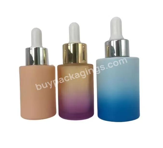 Popular 10ml 15ml 20ml 30ml 50ml 100ml Gradient Flat Shoulder Customizable Glass Serum Bottle Of Essential Oil And A Lid