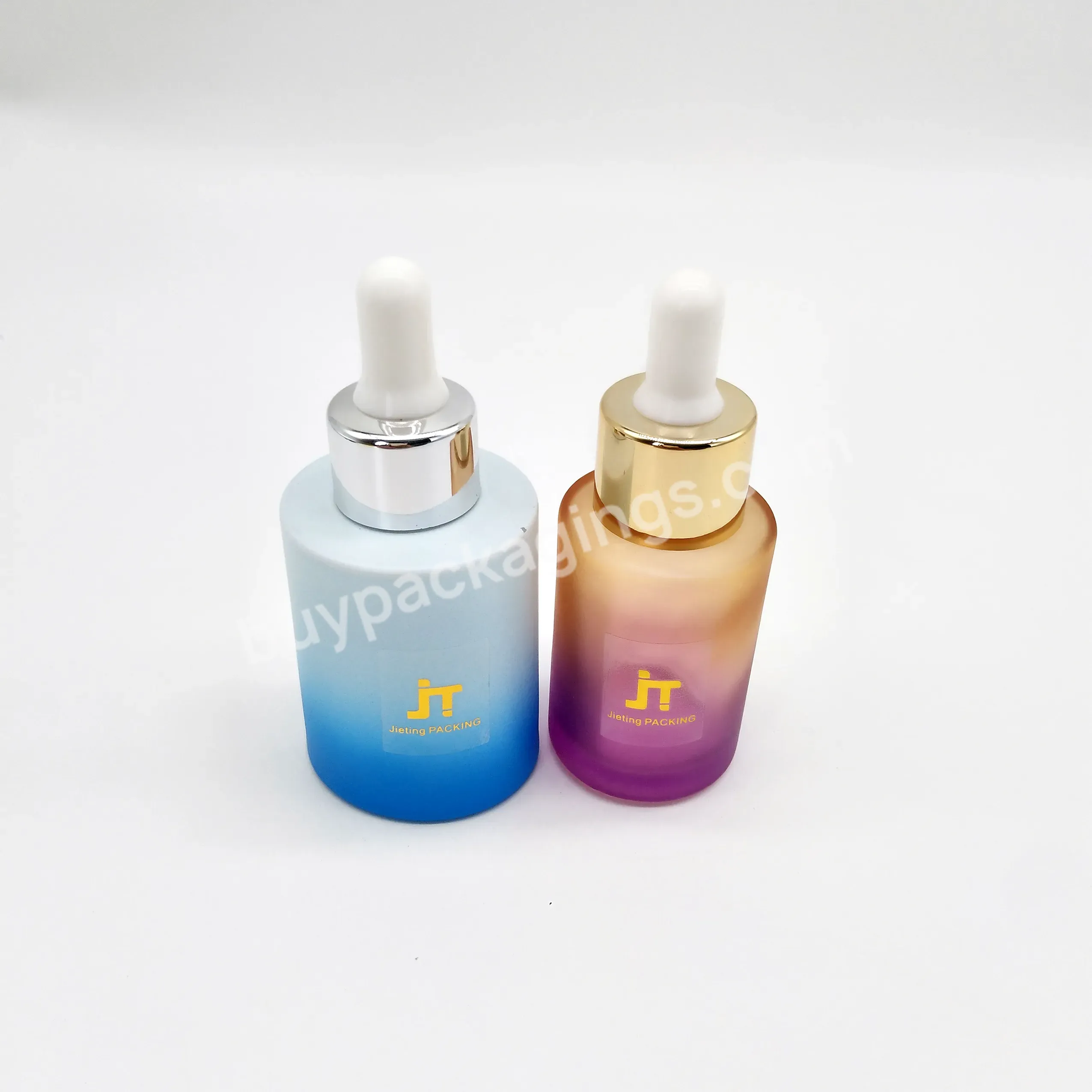 Popular 10ml 15ml 20ml 30ml 50ml 100ml Gradient Flat Shoulder Customizable Glass Serum Bottle Of Essential Oil And A Lid