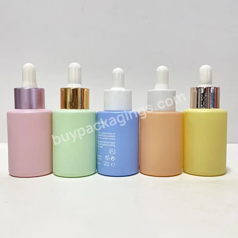 Popular 10ml 15ml 20ml 30ml 50ml 100ml Yellow Flat Shoulder Frosted Glass Dropper Bottle And A Lid