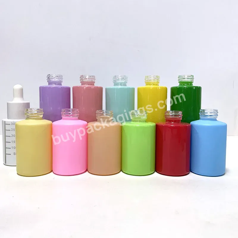 Popular 10ml 15ml 20ml 30ml Red Flat Shoulder Frosted Glass Dropper Bottle For Essential Oil