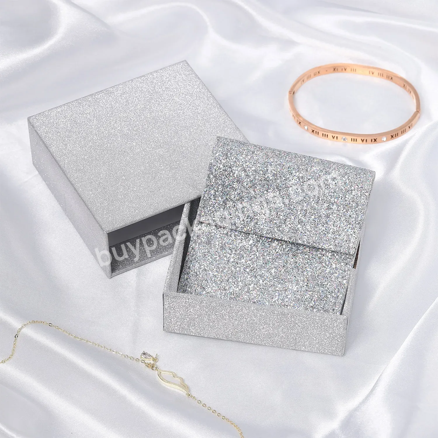 Popular Custom Size Shaped False Paper Glitter Private Label Packaging Glitter Drawer Box