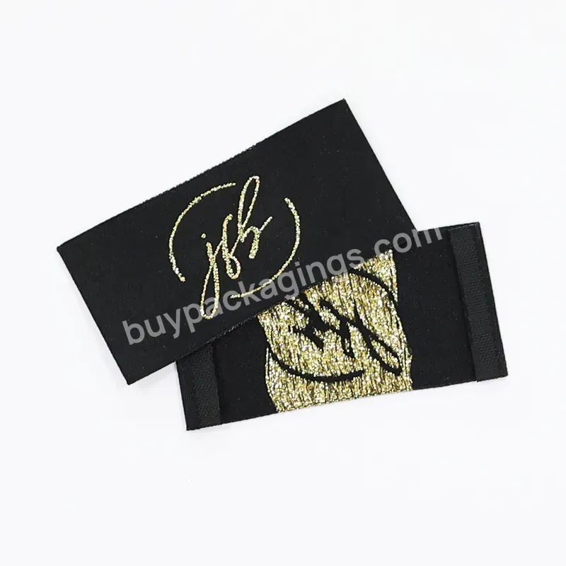 Popular Gold Thread Labels For Clothing,Luxury Silk Clothing Woven Labels Brand Woven Labels