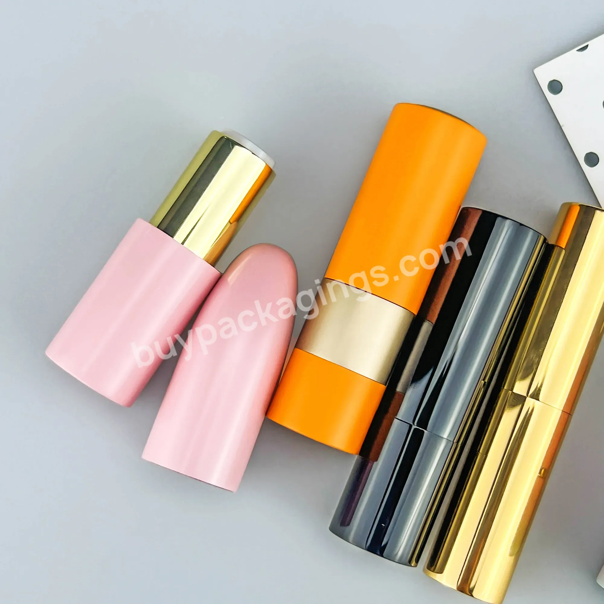 Popular Pink Round Empty Aluminum Bullet Lipstick Tube Customised Lip Balm Stick Container