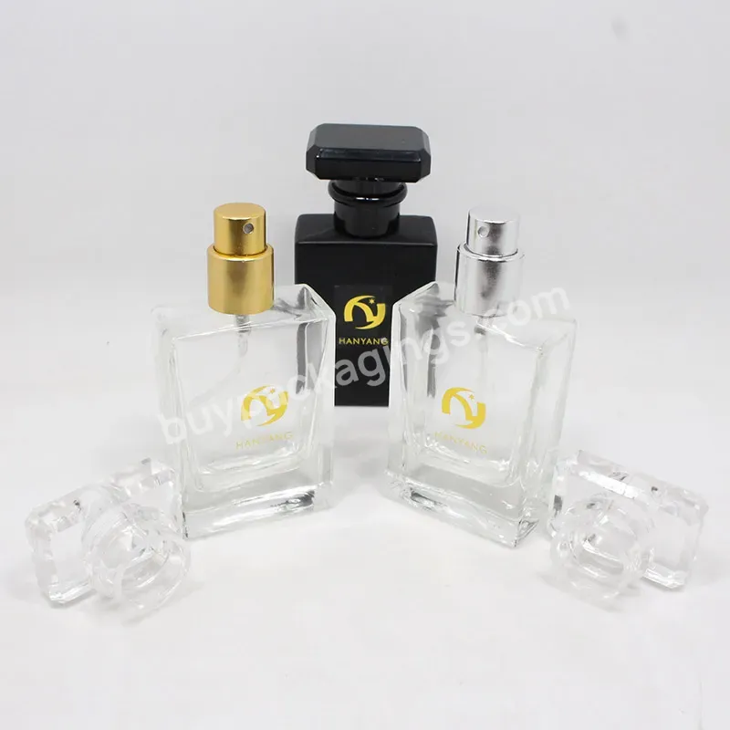 Popular Style 30ml 50ml 100ml Empty Luxury Flat Square Spray Fragrance Parfum Bottle Clear Black Pump Perfume Glass Bottle