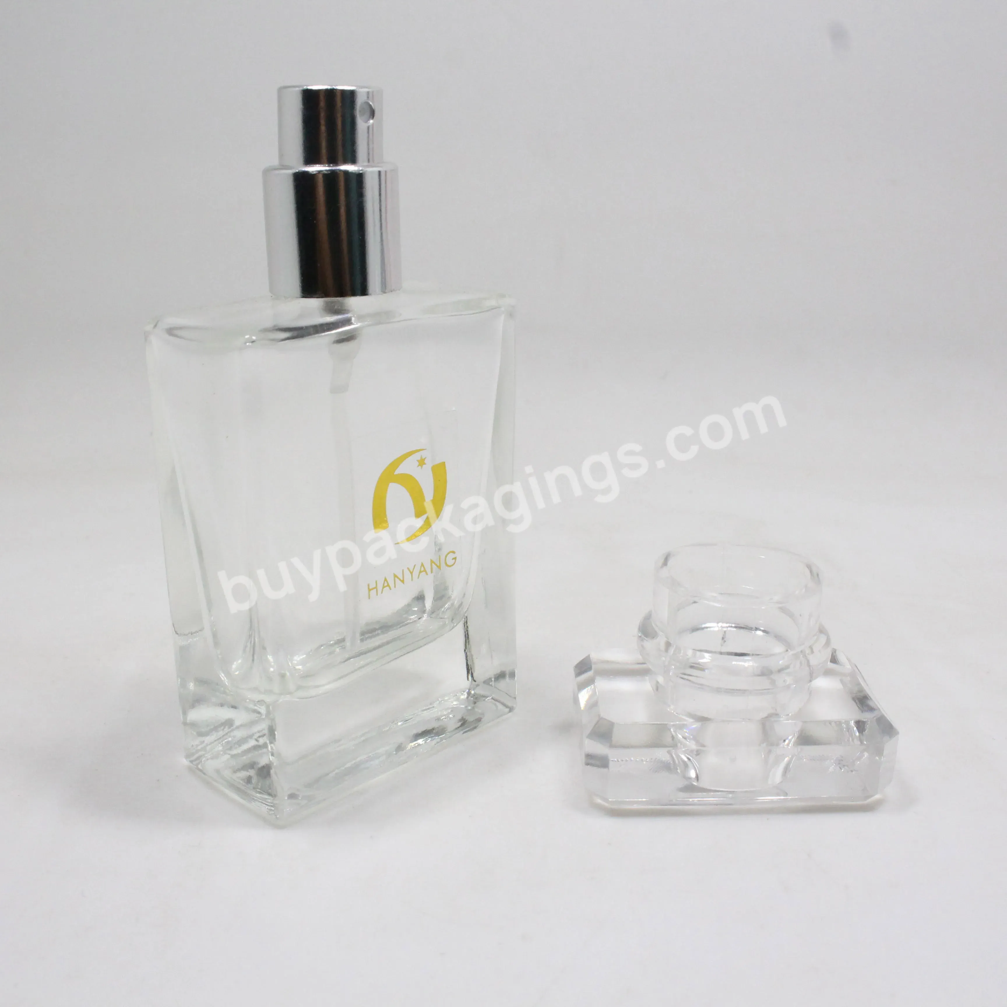 Popular Style 30ml 50ml 100ml Empty Luxury Flat Square Spray Fragrance Parfum Bottle Clear Black Pump Perfume Glass Bottle