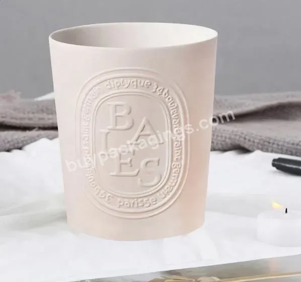 Porcelain Clay Cement Cups Scented Candle Houlder Cup With Embossed Logo Pattern