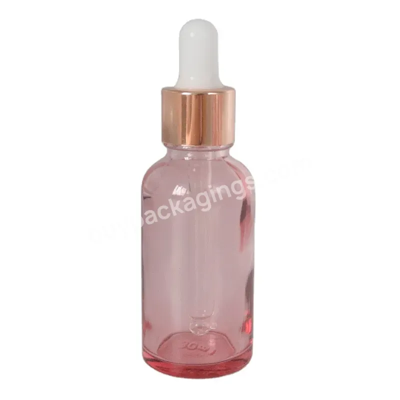 Portable 5ml 10ml 20ml 30ml Travel Dispenser Essential Oil Rose Gold Pink Glass Bottles With Eye Dropper Lids Id