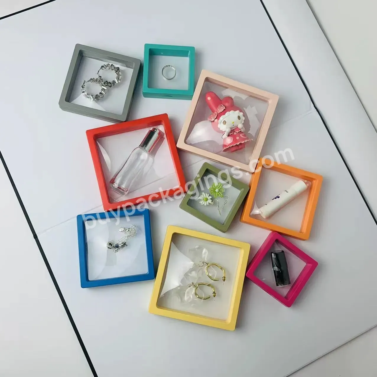 Portable Light Yellow Transparent Membrane 3d Floating Frame Display Jewelry Pendant Coin Show Case Organizer Gift Box Packaging - Buy Custom Logo Printing Membrane Commemorative Coin Medallion Display Box,2021 Hot Selling Transparent Jewelry Display