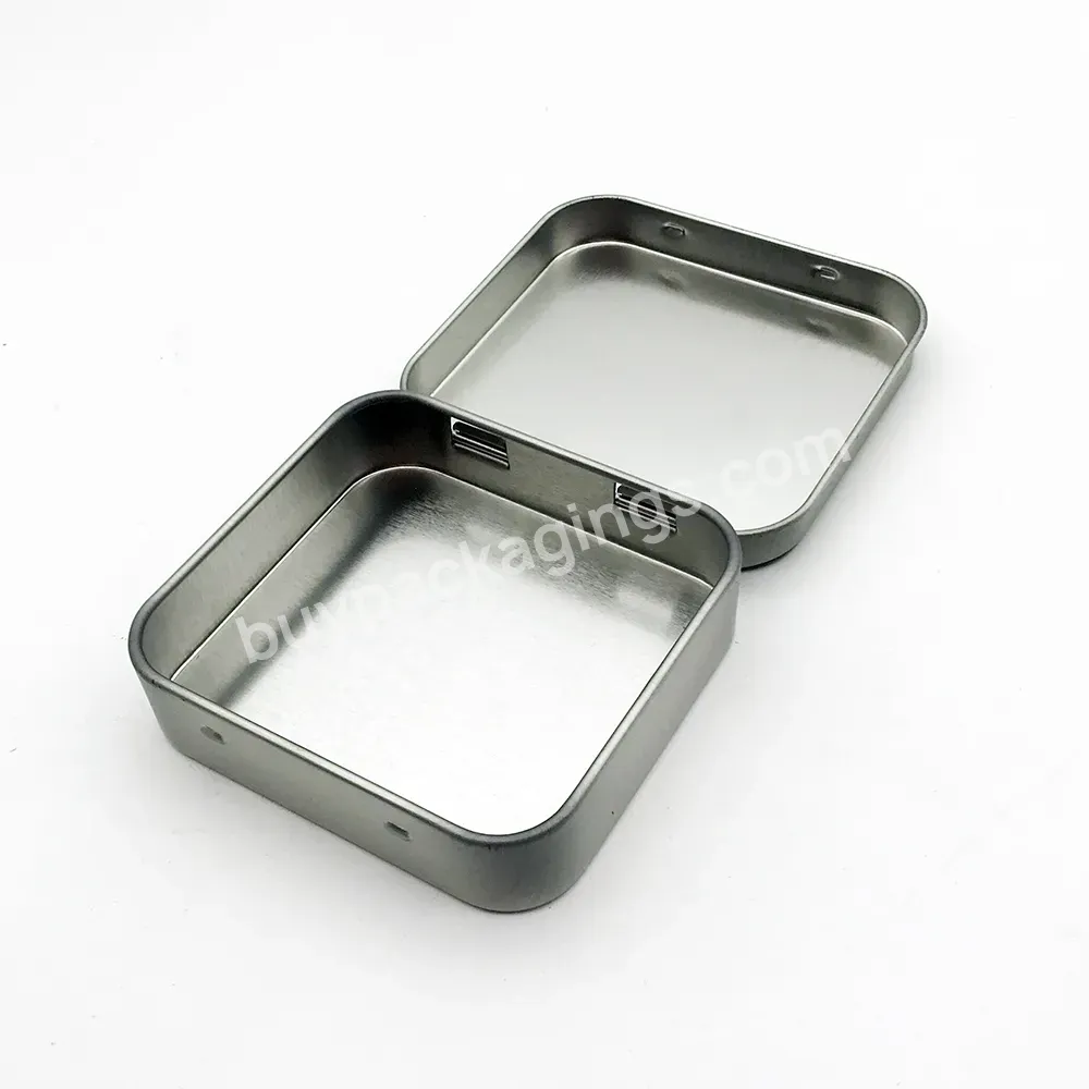 Portable Rectangle Small Hinged Lid 3 Piece Condoms Metal Box